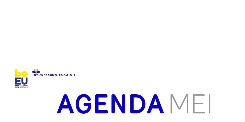 Banner waarop 'Agenda mei' vermeld staat.